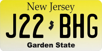NJ license plate J22BHG