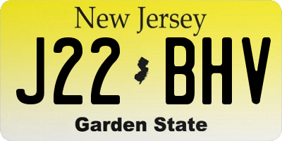 NJ license plate J22BHV