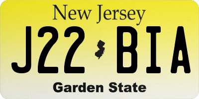NJ license plate J22BIA