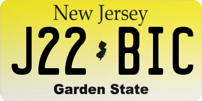 NJ license plate J22BIC