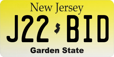 NJ license plate J22BID