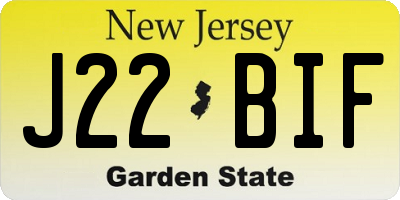 NJ license plate J22BIF