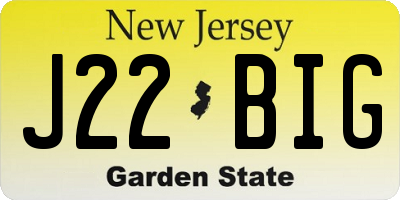NJ license plate J22BIG