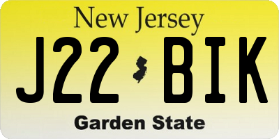 NJ license plate J22BIK
