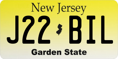 NJ license plate J22BIL