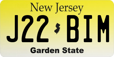 NJ license plate J22BIM