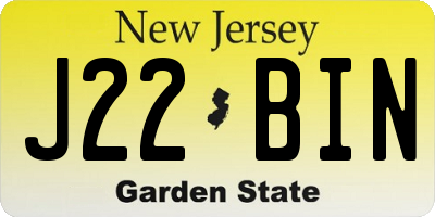 NJ license plate J22BIN