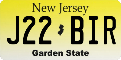 NJ license plate J22BIR