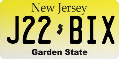 NJ license plate J22BIX