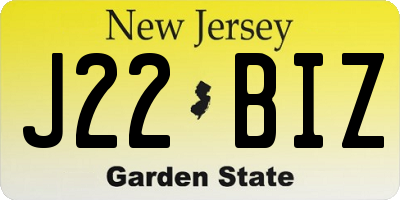 NJ license plate J22BIZ