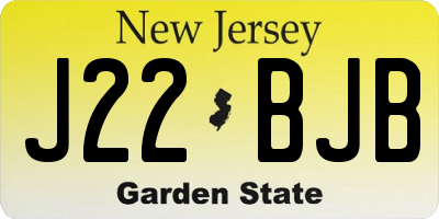 NJ license plate J22BJB