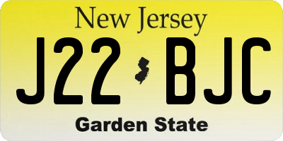NJ license plate J22BJC