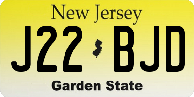 NJ license plate J22BJD