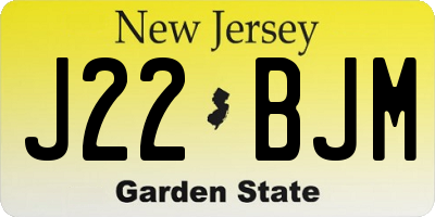 NJ license plate J22BJM