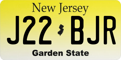NJ license plate J22BJR