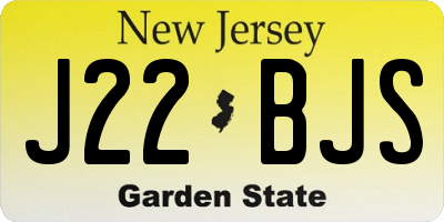NJ license plate J22BJS