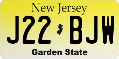 NJ license plate J22BJW