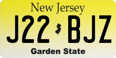 NJ license plate J22BJZ