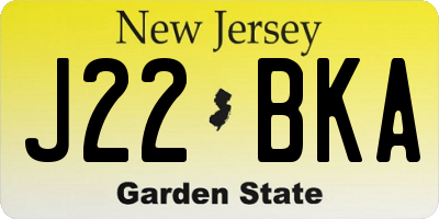NJ license plate J22BKA