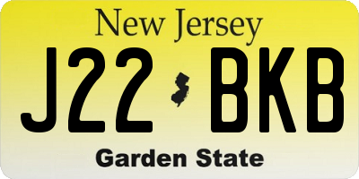 NJ license plate J22BKB