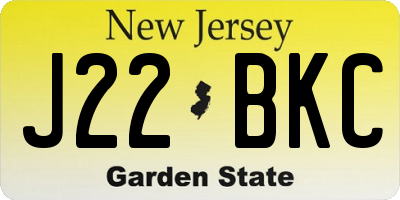 NJ license plate J22BKC