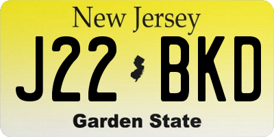 NJ license plate J22BKD