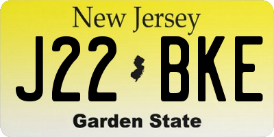 NJ license plate J22BKE