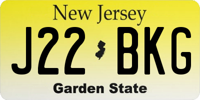 NJ license plate J22BKG