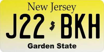 NJ license plate J22BKH