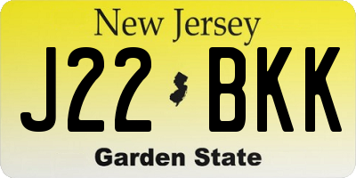 NJ license plate J22BKK
