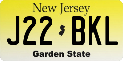 NJ license plate J22BKL