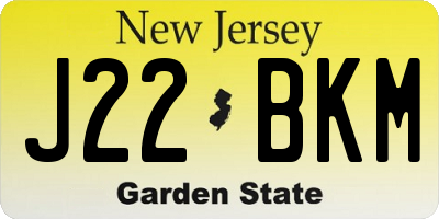 NJ license plate J22BKM