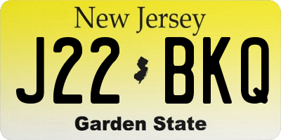 NJ license plate J22BKQ