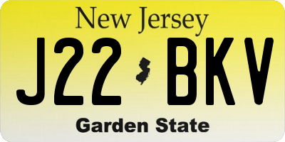 NJ license plate J22BKV