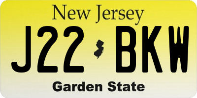 NJ license plate J22BKW