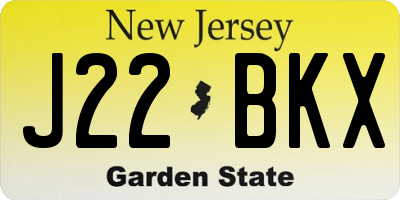 NJ license plate J22BKX