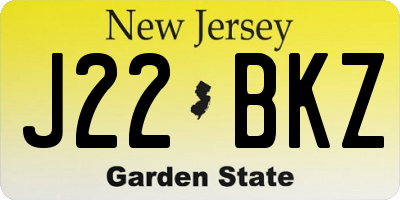 NJ license plate J22BKZ