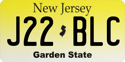 NJ license plate J22BLC