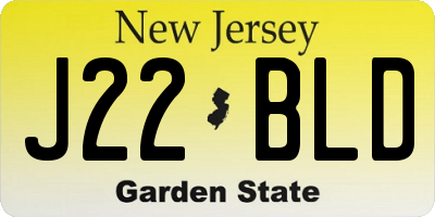 NJ license plate J22BLD