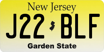 NJ license plate J22BLF