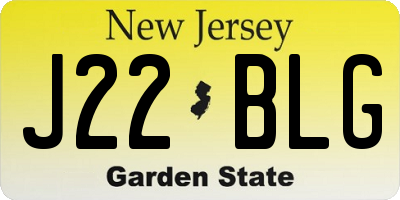NJ license plate J22BLG