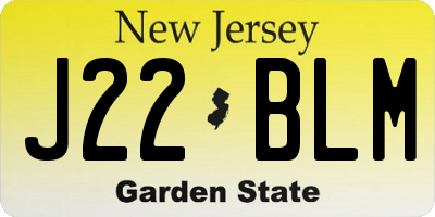 NJ license plate J22BLM