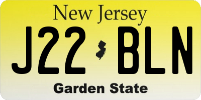 NJ license plate J22BLN