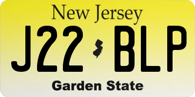 NJ license plate J22BLP