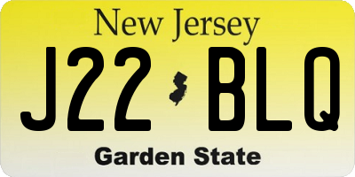 NJ license plate J22BLQ