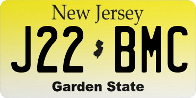 NJ license plate J22BMC