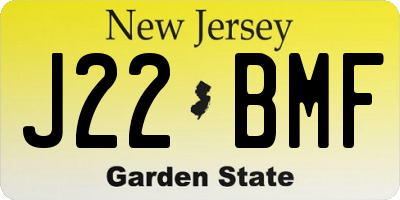 NJ license plate J22BMF