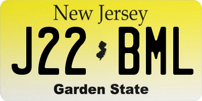 NJ license plate J22BML