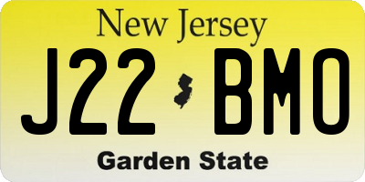 NJ license plate J22BMO