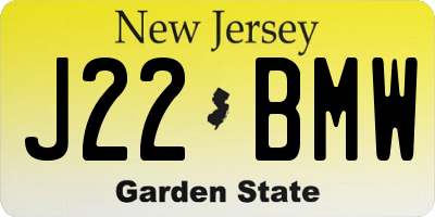NJ license plate J22BMW